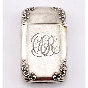 Antique Sterling Silver Match Safe Vesta Case by Watrous Engraved CER Great Cond